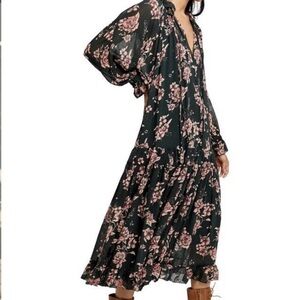EUC Free People Black Floral Maxi Dress